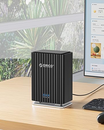 ORICO Daisy-Chain 5 Bay Hard Drive Enclosure USB 3.1 Gen 2 Aluminum Das Enclosure Support 22TB an...