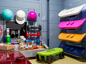 FUNWHOLE Skate-Shop Lighting Building-Bricks Set - Street Fusion City Skate Store