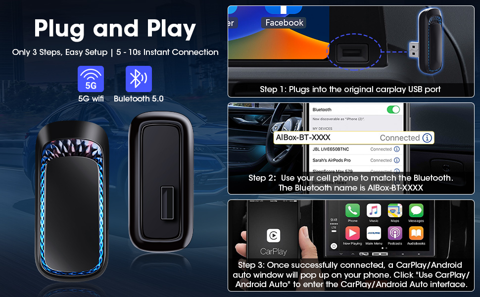 5GHZ Wifi, Fast and stable, Plug and Play, Easy to operate