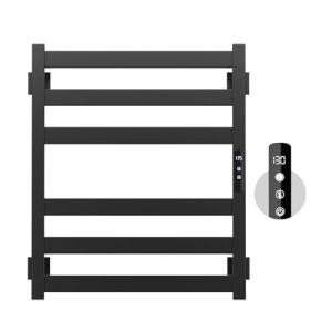 Stainless Steel Towel Warmer Rack for Bathroom -6 Bars Wall Mounted Towel Heater with Intelligent Touch Screen Timer