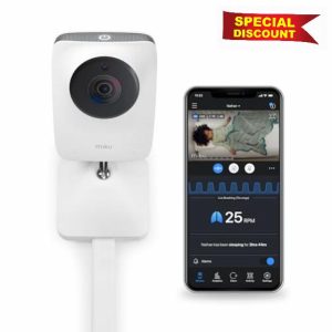 Miku Pro (Upgraded) Smart Baby Monitor Camera w/Wall Mount - Real-Time Breathing & Sleep Tracking