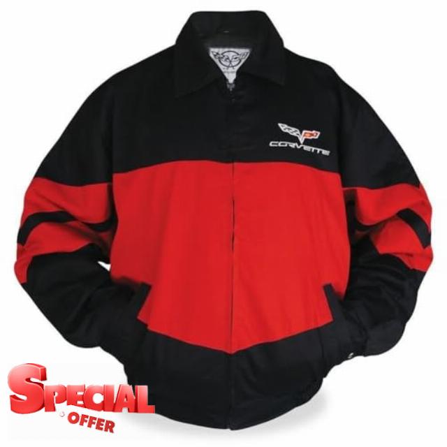 SR1 Performance Corvette Color Block Twill Jacket w/C6 Emblem - Officially Licensed Chevrolet Coat