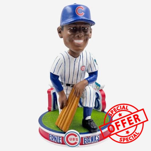 Ernie Banks Chicago Cubs Let's Play Two Bobblehead MLB Baseball
