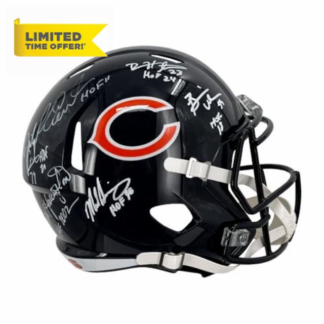 Chicago Hall Of Famers Autographed Speed Replica Full Size Helmet - BAS (6 Autos)