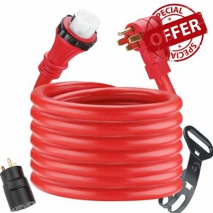 50 Amp 30 Feet RV Extension Cord NEMA 14-50P/SS2-50R Twist Locking with 30M/50F Adapter