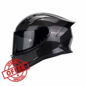 Carbon Fiber Full Face Motorcycle Helmets with Spoiler Sport Touring Street Motorcycle Helmet - Bluetooth Ready Speaker Pockets