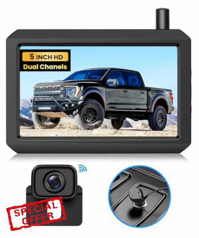 Wireless Backup Camera for Trucks: 5 Inch HD Monitor