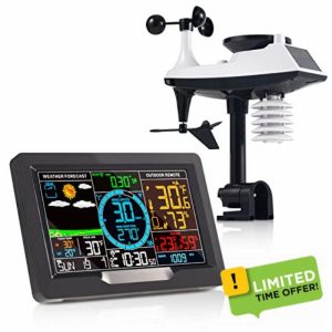 Professional Weather Stations Indoor Outdoor Thermometer Wireless Color Display Atomic Clock with Rain Gauge