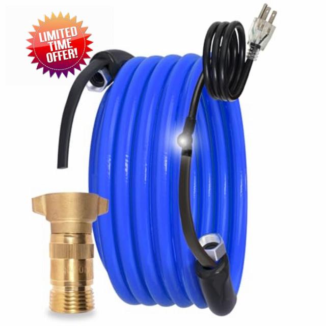 30 FT Heated Drinking Water Hose for RV Camper with Reducer