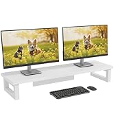 OYRREU Dual Monitor Stand, Monitor Stand Monitor Riser with Drawer, Double Monitor Stand for Desk...