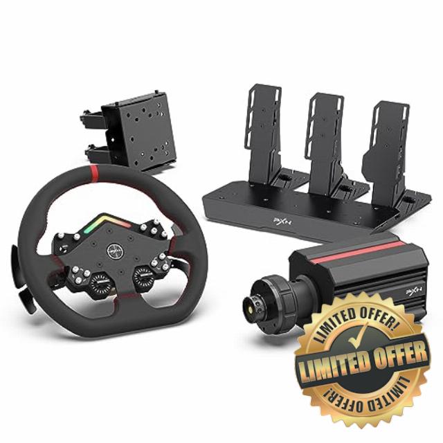 PXN V12 Lite Force Feedback Racing Wheel - Direct Drive Servo Racing Wheel PC Steering Wheel with Pedals