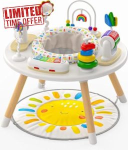 Move2Play 4-in-1 Baby Activity Center | Montessori-Inspired Design | 8 Interactive Toys | Tummy Time