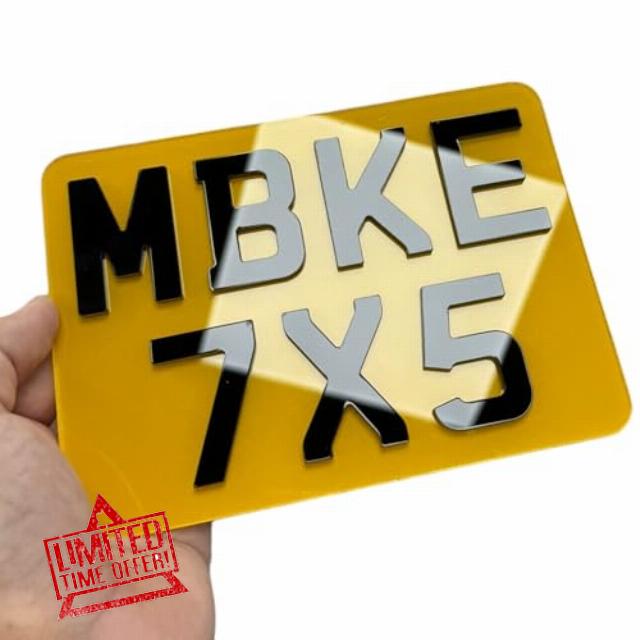 Motorbike Number Plate 4D acrylic - Motorcyle 7x5 Show Number Plate - 4D Number Plate for Motorcycle/Quadbike/ATV