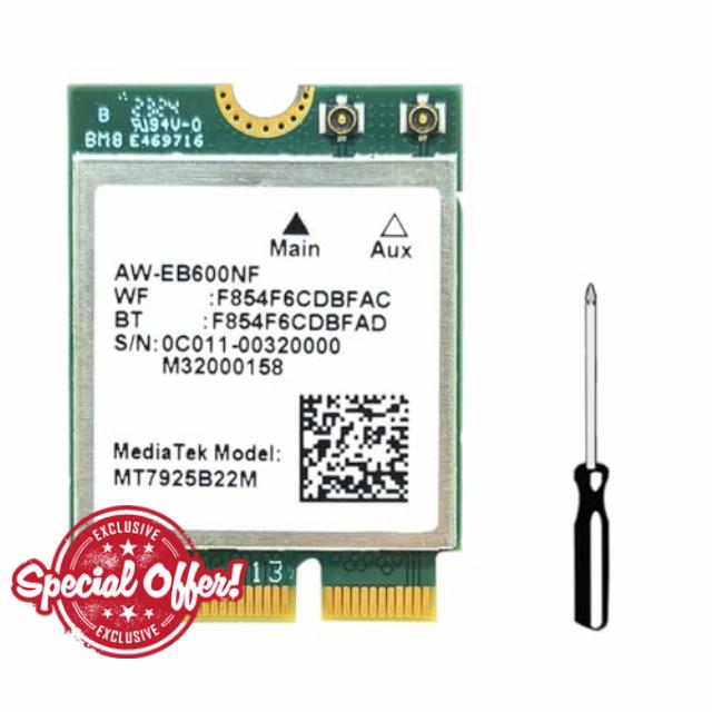 Giilayky MT7925 WIFI 7 Card 5400Mbps M.2 Triple Band 2.4G/5G/6G Bluetooth 5.3 WiFi Card Adapter for Win10/Win11 Linux