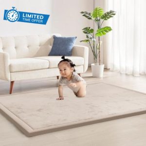 ACOMOPACK Baby Play Mat for Floor 1.3" Thick Memory Foam Play Mat 79"×118" Tummy Time Mat Playpen Mat with Non-Slip Bottom for Living Room