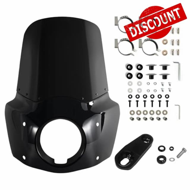 FATECIM Motorcycle 5.75" Headlight Fairing with 15" Dark Smoke Windshield Windscreen & 35-41mm Mounting Hardware for Harley 86-15 Sportster 1200 Iron 883 XL883N Seventy Two Sportster 1100