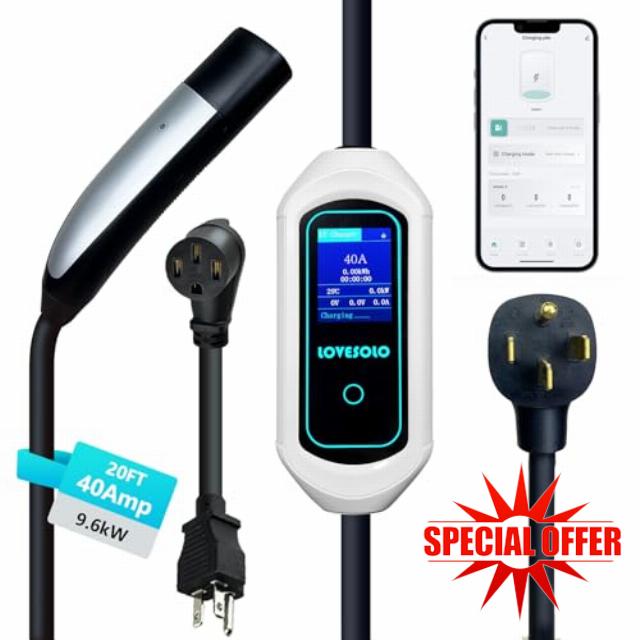 Level 2 EV Charger for Tesla Wall Charger | 40A 240V 9.6KW ETL Listed Portable Mobile Charger for Tesla | with NEMA 14-50R to 16-20P Adapter | Home Charger for Tesla Model Y/3/S/X | APP Control
