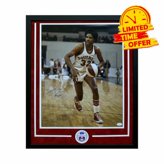 Dr J Julius Erving Autographed Basketball Photo - Hand Signed with James Spence Authentication (JSA)