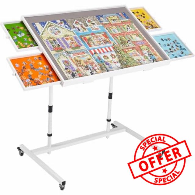 1000 Piece Tilting Jigsaw Puzzle Board with Drawers and Cover