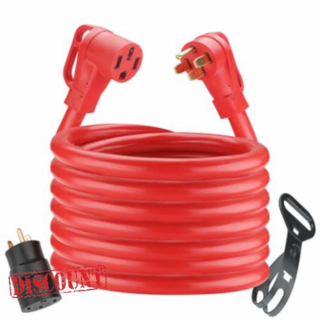 50 Amp 30 Feet RV/EV Extension Cord NEMA 14-50P/14-50R with 30M/50F Adapter