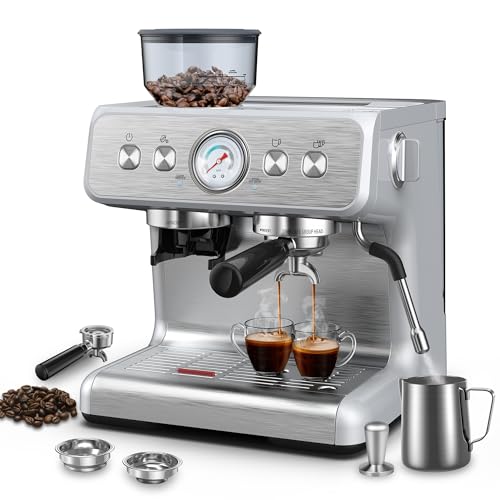 Professional 15 Bar Espresso Maker with Milk Frother Steam Wand