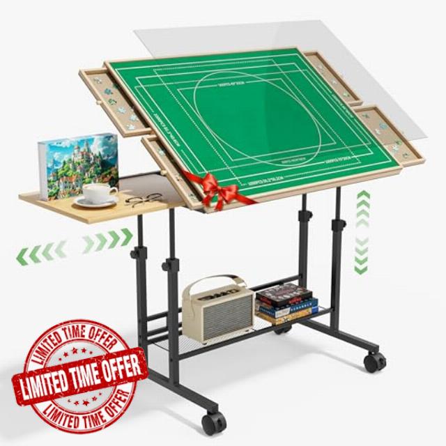 Puzzle Table with Drawers for Adult - Jigsaw Puzzle Table with 1500 Piece Puzzle Board