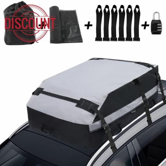 Car Rooftop Cargo Carrier Bag,21 Cubic Roof Cargo Carrier Roof Bag Waterproof for All Vehicles with or Without Racks, Includes Anti-Slip Mat