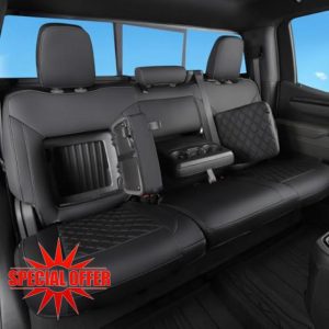 TANDI Custom Fit Silverado & GMC Sierra Seat Covers with Faux Leather for 2019 2020 2021 2022 2023 2024 Chevy Silverado & GMC Sierra 1500 & 2020-2024 2500HD 3500HD (Black with Black