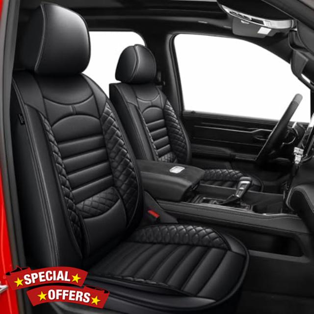AOMSAZTO Car Seat Covers Full Set Fit for Dodge RAM 2002-2024 1500 2500 3500 Truck Pickup Crew Quad Cab with Curved Bench