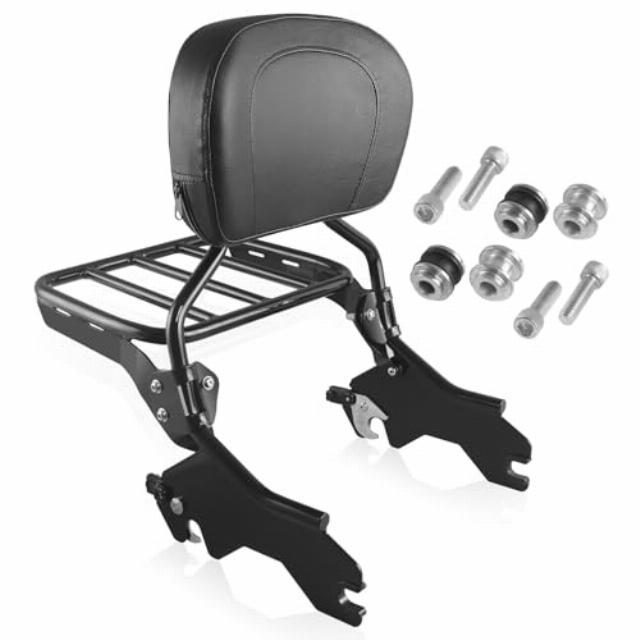 Detachable Backrest Sissy Bar Pack of Sport Luggage Rack for Harley Softail Sport Glide Low Rider FLSB FXLR FXLRS FXLRST 2018-Later Black with Docking Hardware Kit
