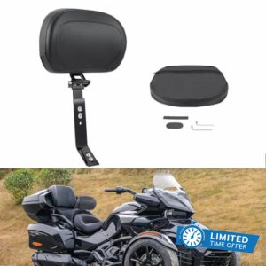 Adjustable Driver Backrest Front Rider Back Rest Compatible with Can Am F3/F3-L/F3-S/F3-T 2015-2024（With Storage Pouch）