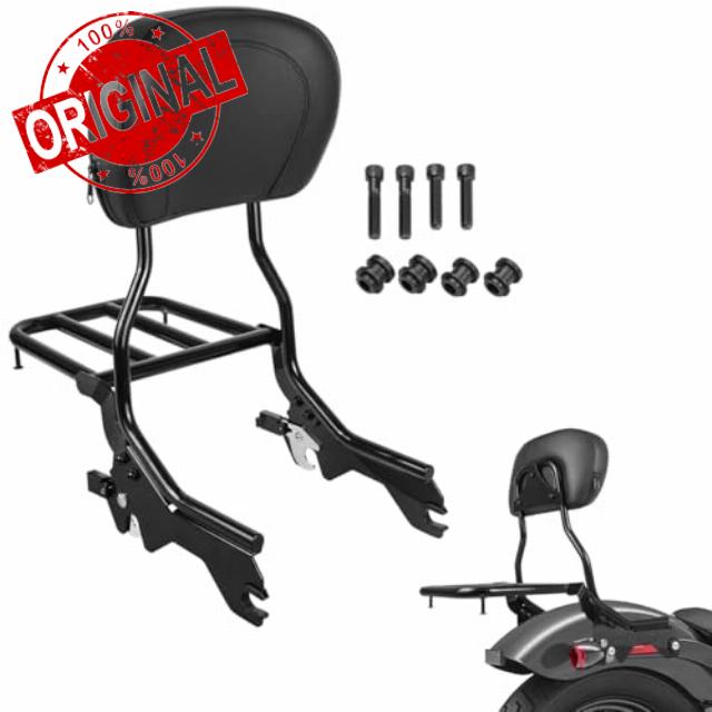Passenger Upright Backrest Sissy Bar With Luggage Rack Docking Hardware Kits Compatible With For 2018-2024 Softail FLSL FXST Heritage Classic FLHC FLHCS Deluxe FLDE Street Bob FXBB FXBBS