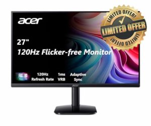 acer KB272 G0bi 27" IPS Full HD (1920 x 1080) Gaming Office Monitor | Adaptive-Sync Support (FreeSync Compatible) | Up to 120Hz Refresh | 1ms (VRB) | sRGB 99% | Tilt | HDMI & VGA Ports