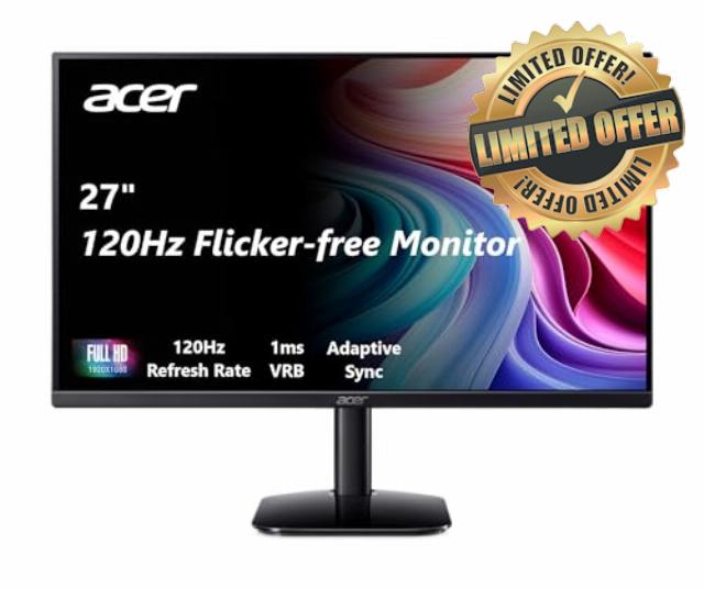 acer KB272 G0bi 27" IPS Full HD (1920 x 1080) Gaming Office Monitor | Adaptive-Sync Support (FreeSync Compatible) | Up to 120Hz Refresh | 1ms (VRB) | sRGB 99% | Tilt | HDMI & VGA Ports