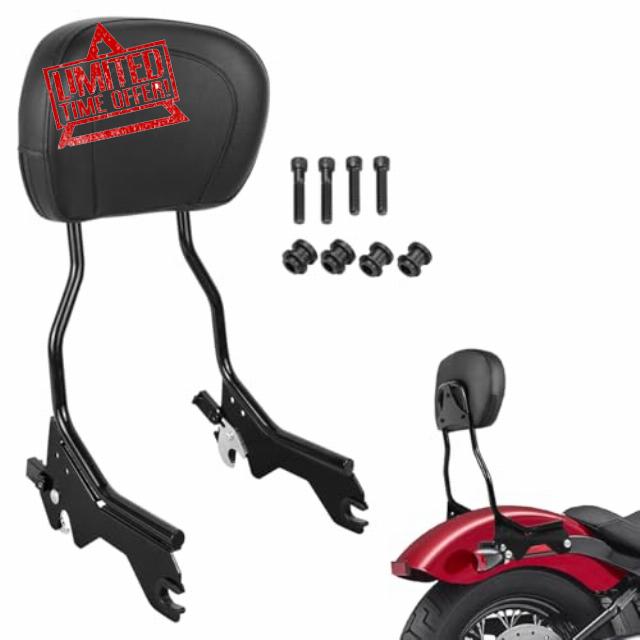 Passenger Upright Backrest Sissy Bar With Docking Hardware Kits Compatible With For 2018-2024 Softail FLSL FXST Heritage Classic FLHC 114 FLHCS 107 Deluxe FLDE Street Bob FXBB FXBBS 114