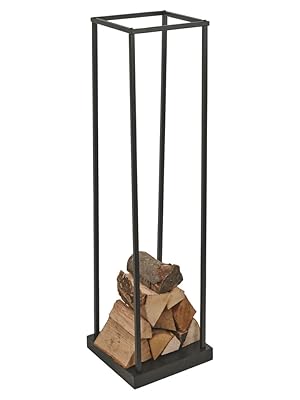 large black firewood log rack storage shelf heavy duty steel metal holder store