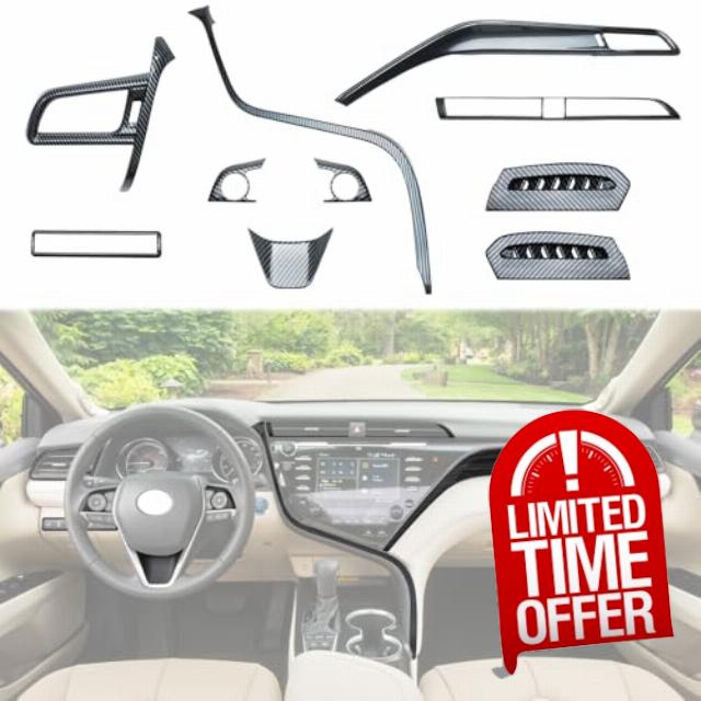 10 Pcs Carbon Fiber Interior Mods Decor Accessories Kits Compatible with Toyota Camry 2018-2020