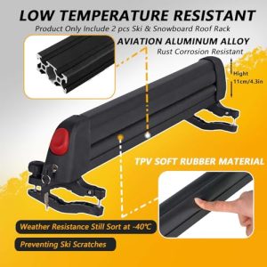Ski Roof Racks with Anti-Theft Lock Racks Carrier for Snowboard Universal Ski Top Holder Fits for Square/Round/Aero/Oval Cross Bars