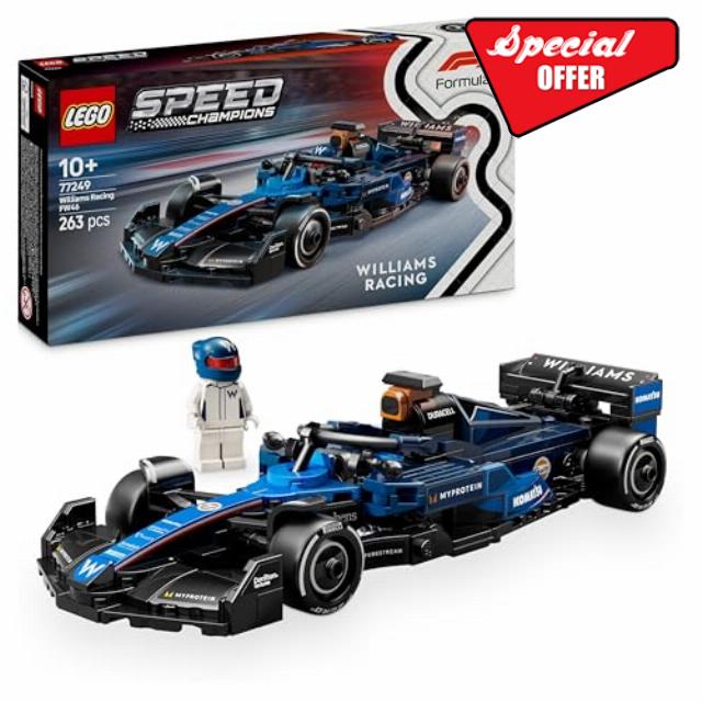 LEGO Speed Champions Williams Racing FW46 F1 Race Car Toy with a Collectible Formula 1 Driver Minifigure - Model Kits for 10+ Year Old Boys & Girls or Adult Motorsport Fans 77249