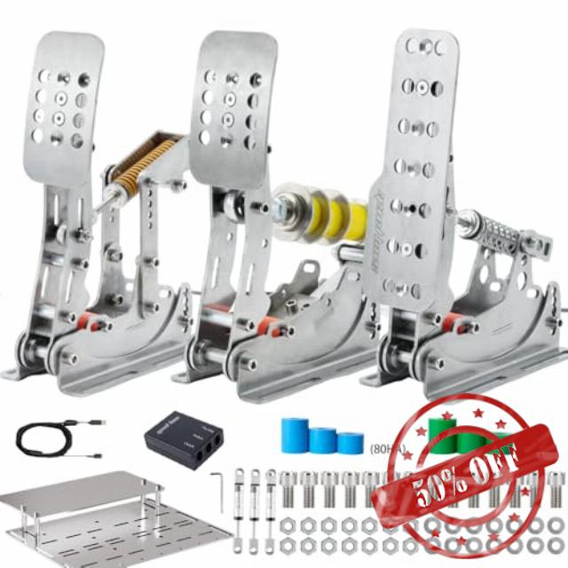Simjack UT Sim Racing Pedals 200KG Load Cell Brake Pedal PC Racing Simulator Pedals Pressure Sensor HE Hydraulic Pedal (UT-P3-H3-DB)