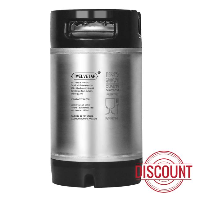 2.5 Gal Rubber Handle Corney Beer Keg 9.5L Premium Stainless Steel Homebrew Growler Leak Proof Lid Soda Barrel Home Brew