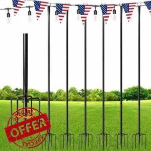 6 Pack String Light Poles for Outdoor