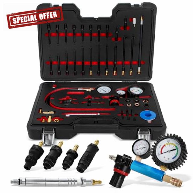 ABN Petrol & Diesel Engine Compression and Leakage Test Kit – Comprehensive Pressure Gauge Tool Set for Diagnosing Engine Issues – Fits Most Cars