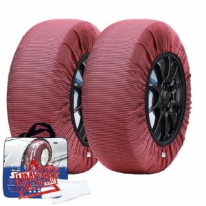 KANIYA Snow socks for tires EN 16662-1 Approved snow socks for car Snow chains Pack of 2 Washable Quick assembly (XL)