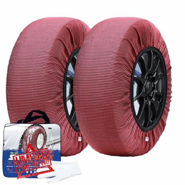 KANIYA Snow socks for tires EN 16662-1 Approved snow socks for car Snow chains Pack of 2 Washable Quick assembly (XL)