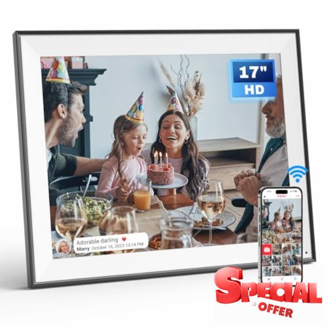 Frameo 17 Inch HD Extra Large Digital Picture Frame 64GB