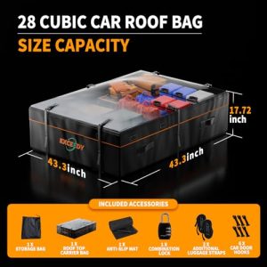 28 Cubic feet Waterproof Anti-Rip for All Cars with/Without Rack