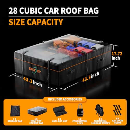 28 Cubic feet Waterproof Anti-Rip for All Cars with/Without Rack