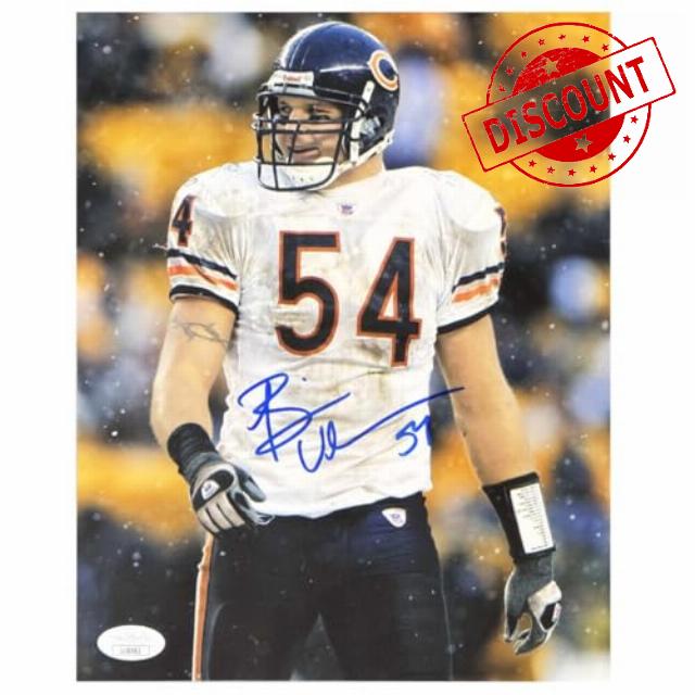 Brian Urlacher Autographed Football Photo - Hand Signed with James Spence Authentication (JSA)