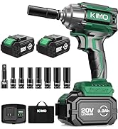 KIMO Cordless Impact Wrench, 3000 RPM & Max Torque 406 ft-lbs (550N.m), 1/2 Impact Gun with 3.0Ah...